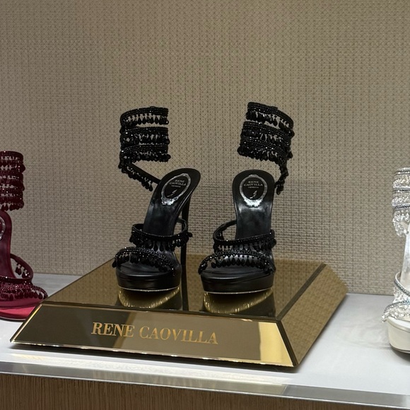 Rene Caovilla Black Strappy Heels - Picture 1 of 8